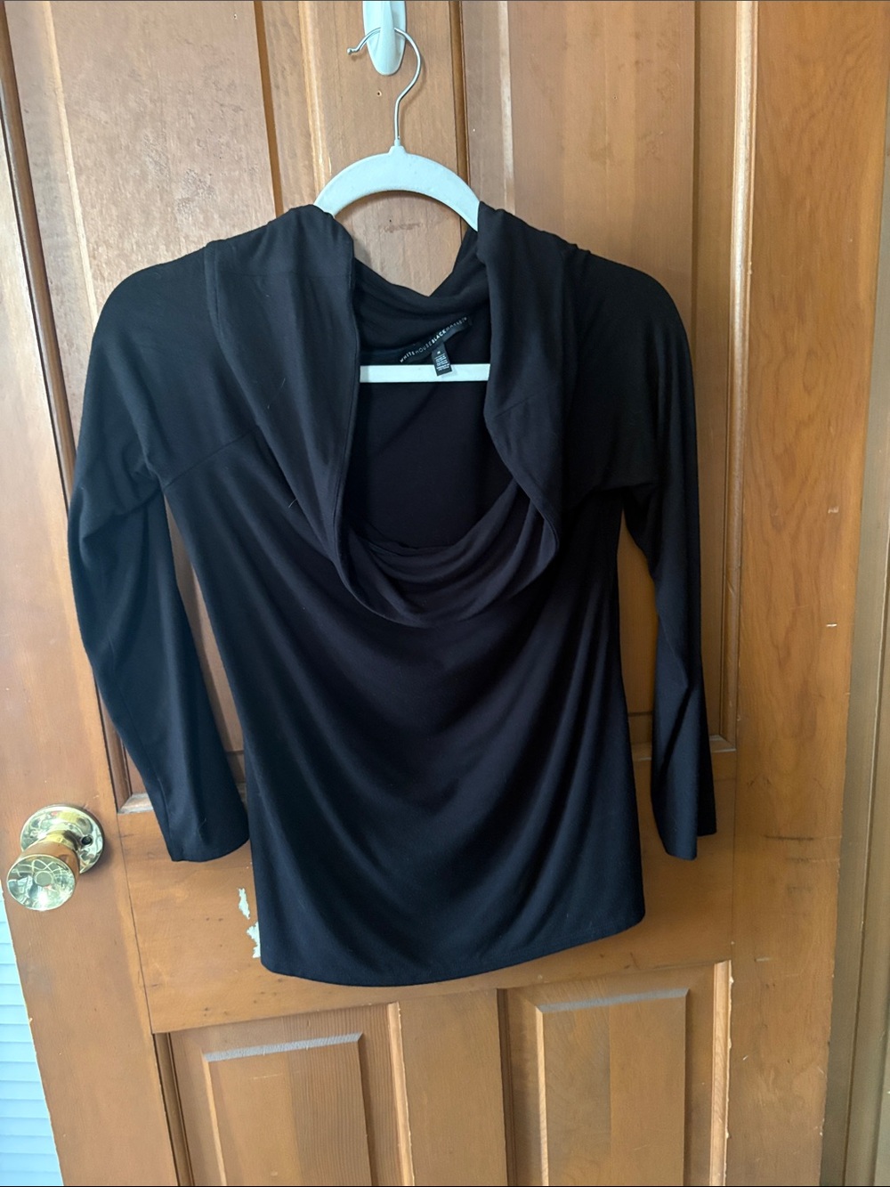White House Black Market Black Draped Cowl Neck Top